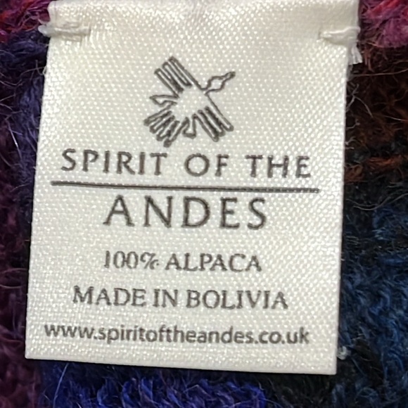 Spirit of the Andes Alpaca Hand knitted in Bolivia Multicoloured Cardigan S/M - Picture 10 of 12
